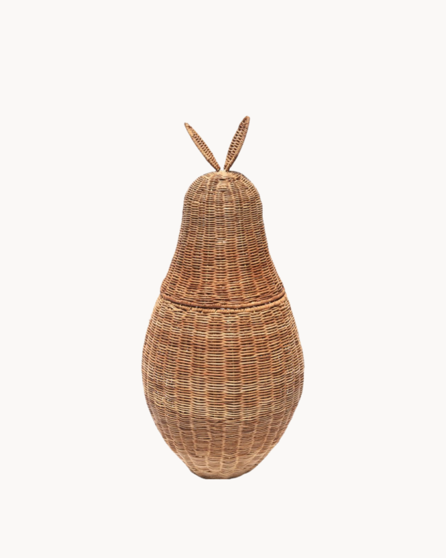 Bunny Ψηλό Καλάθι Αποθήκευσης Με Αυτάκια Rattan Φ31x59 εκ. Φυσικό