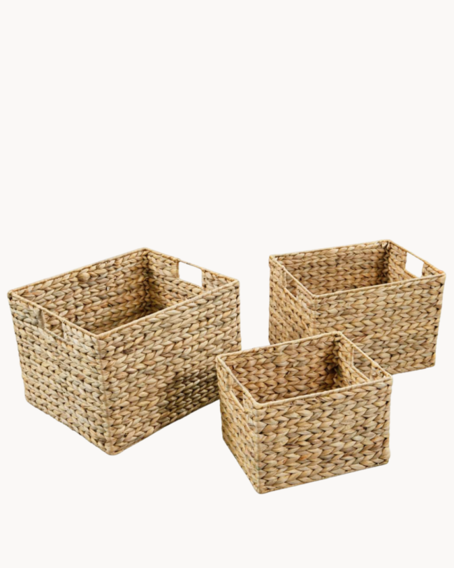Wicker Storage Σετ Καλαθιών Αποθήκευσης 3τμχ Φυσικό