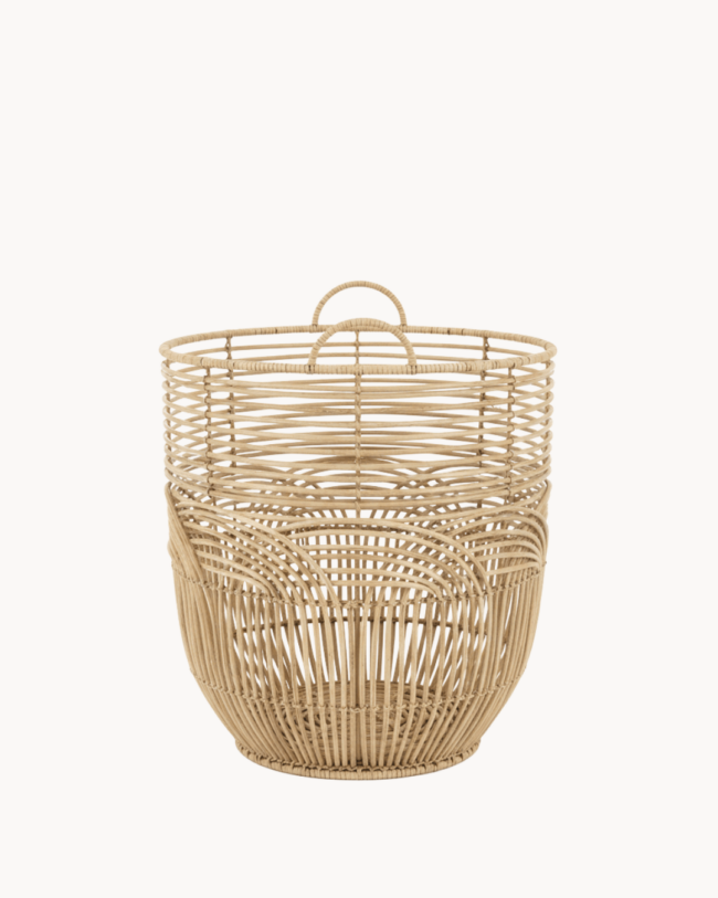 Rattan Woven Calm Σετ 2τμχ Διακοσμητικών Καλαθιών Φυσικό