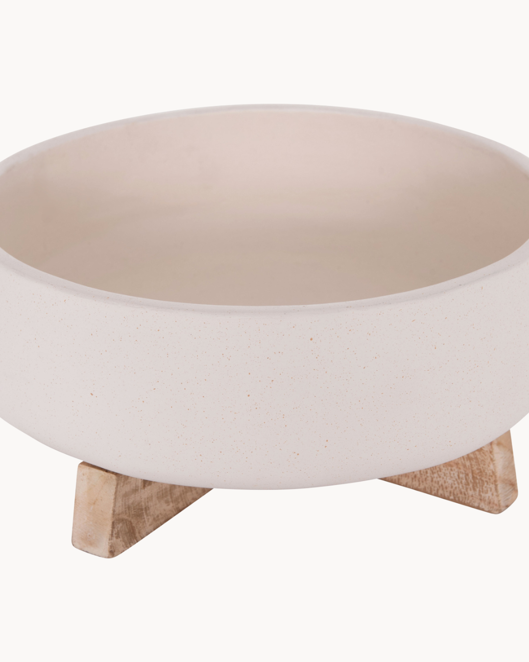 Japandi Γλάστρα / Κασπώ Με Ξύλινη Βάση 27x26,5x12Υ εκ. Λευκό/Φυσικό - Image 3