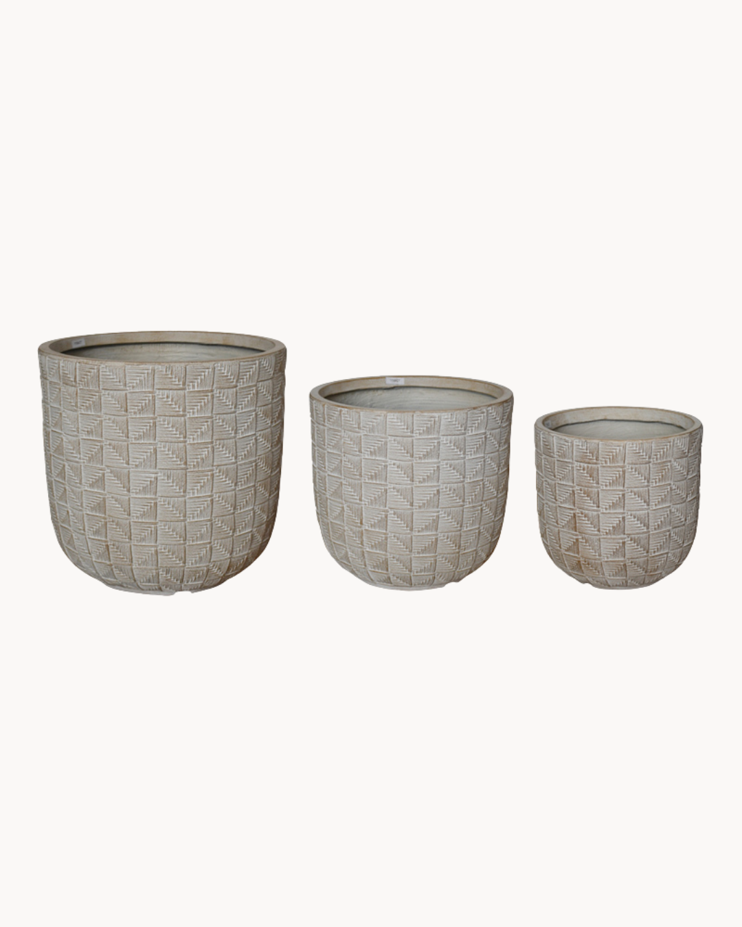 Ceramic Stone Σετ Γλαστρών / Κασπώ 3τμχ Γκρι/Μπεζ - Image 4