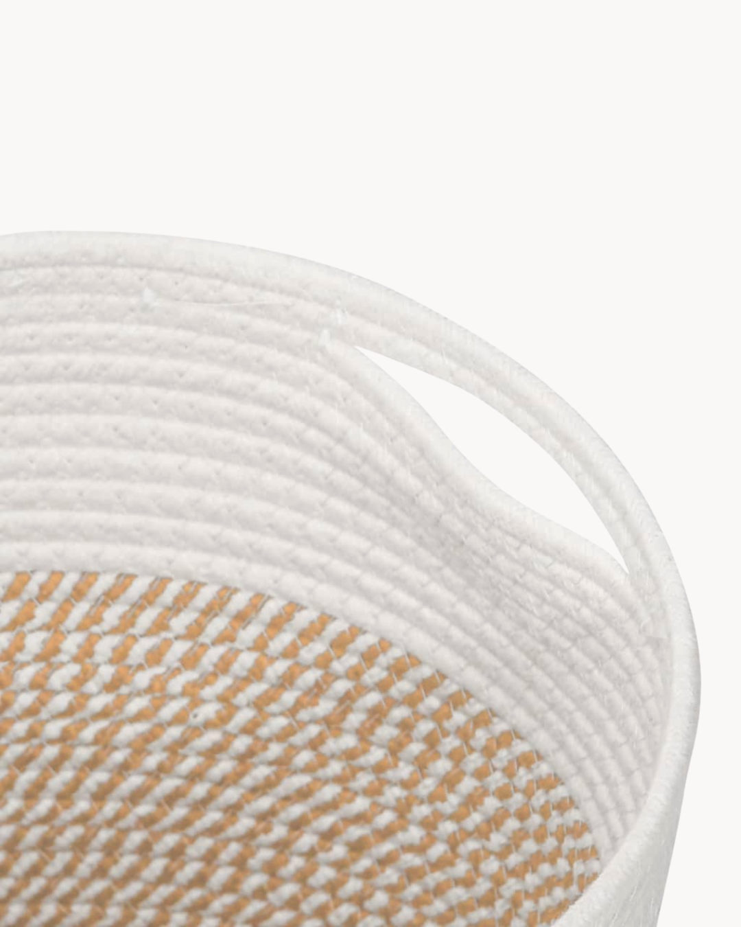 Soft Weave Σετ Καλαθιών Αποθήκευσης 2τμχ από Βαμβακερό Σχοινί Μπεζ/Λευκό - Image 5
