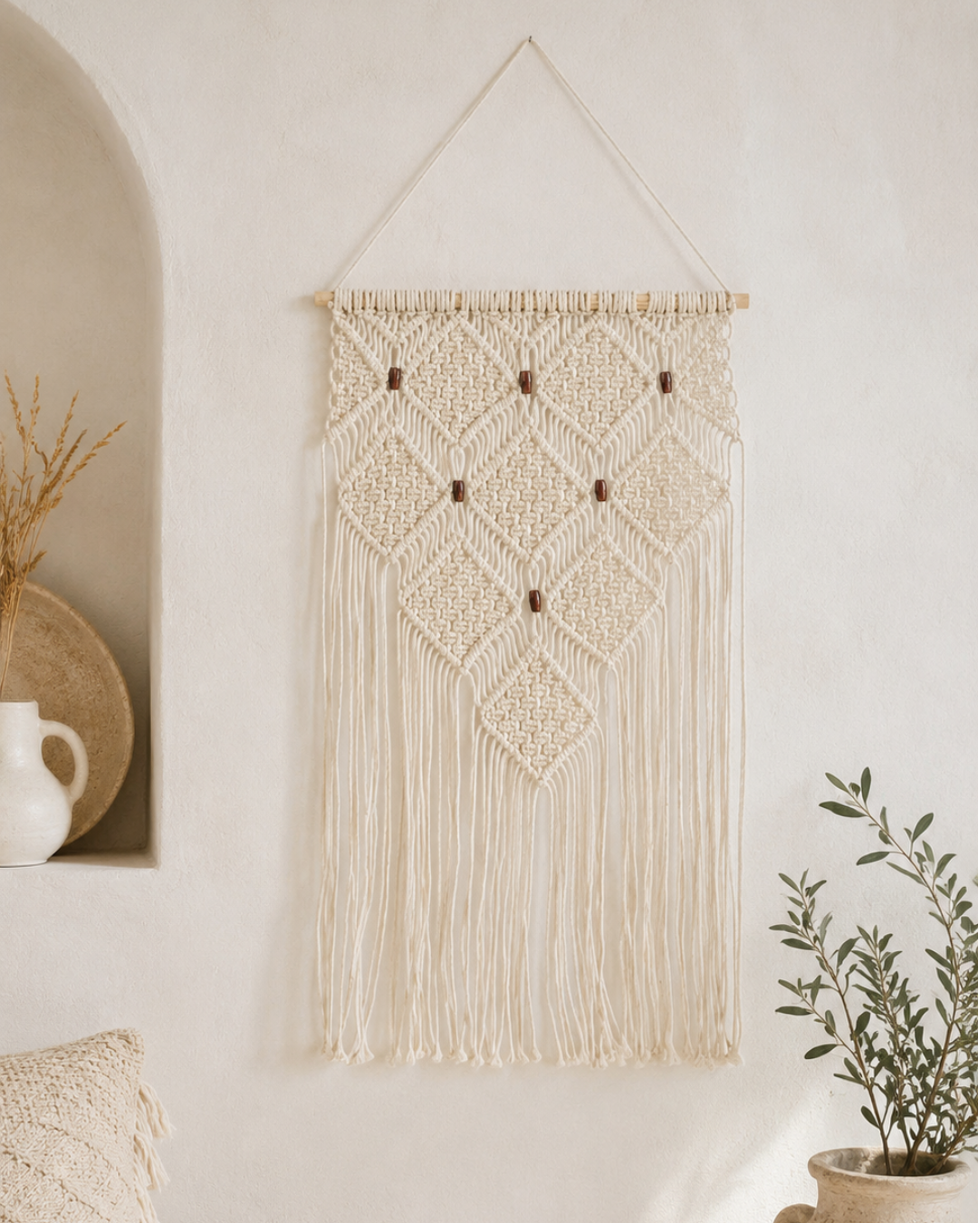 Boho Κρεμαστό Διακοσμητικό Τοίχου Μακραμέ από Βαμβάκι 40x80 εκ. - Image 2