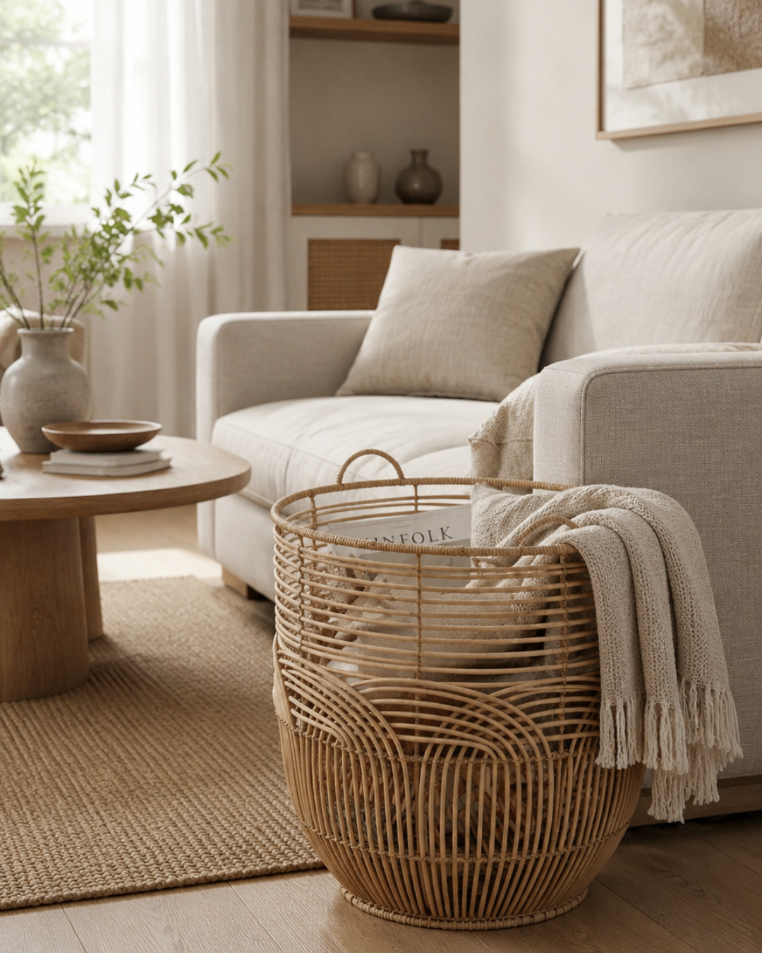 Rattan Woven Calm Σετ 2τμχ Διακοσμητικών Καλαθιών Φυσικό - Image 2