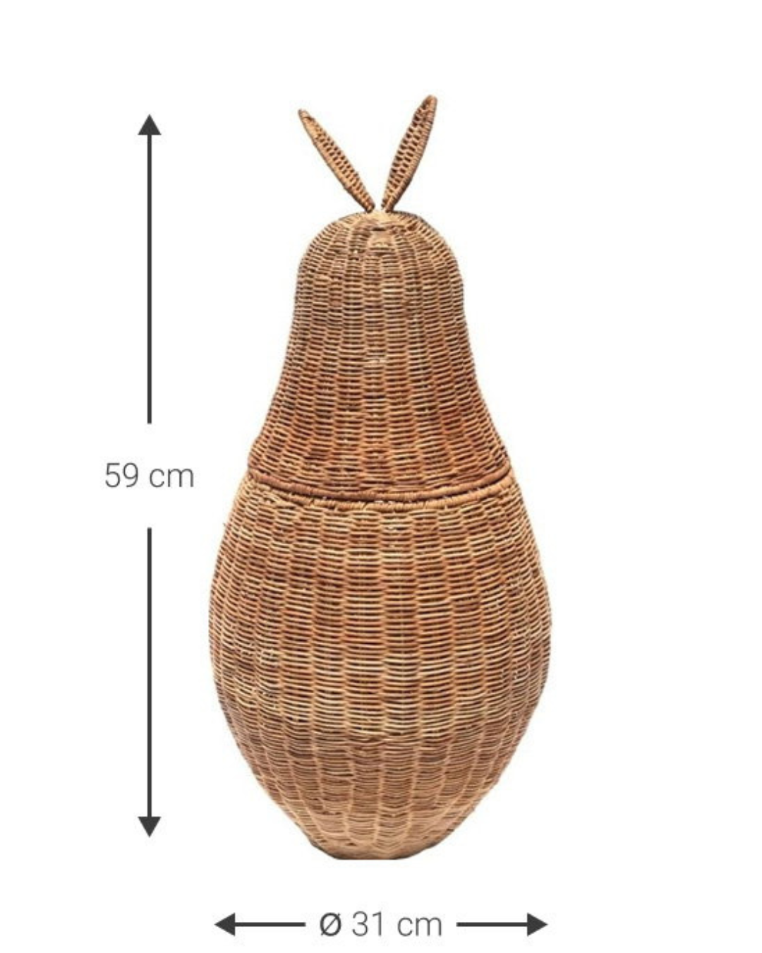 Bunny Ψηλό Καλάθι Αποθήκευσης Με Αυτάκια Rattan Φ31x59 εκ. Φυσικό - Image 5