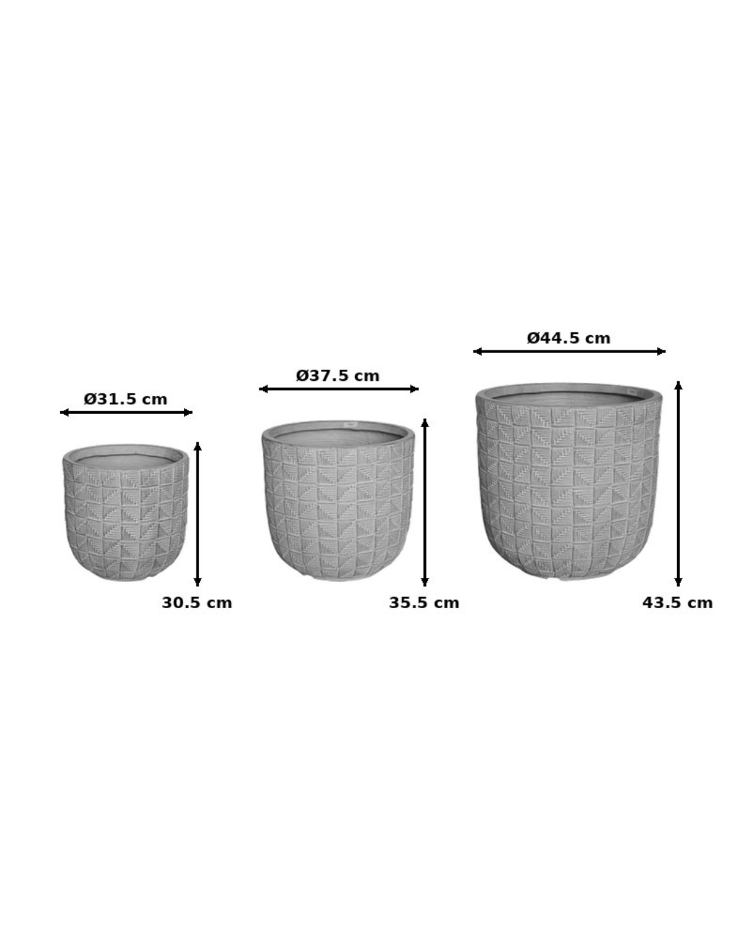 Ceramic Stone Σετ Γλαστρών / Κασπώ 3τμχ Γκρι/Μπεζ - Image 5