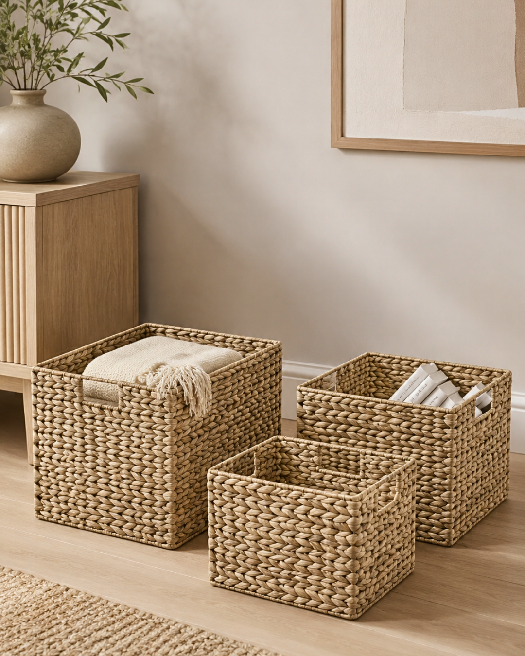 Wicker Storage Σετ Καλαθιών Αποθήκευσης 3τμχ Φυσικό - Image 2