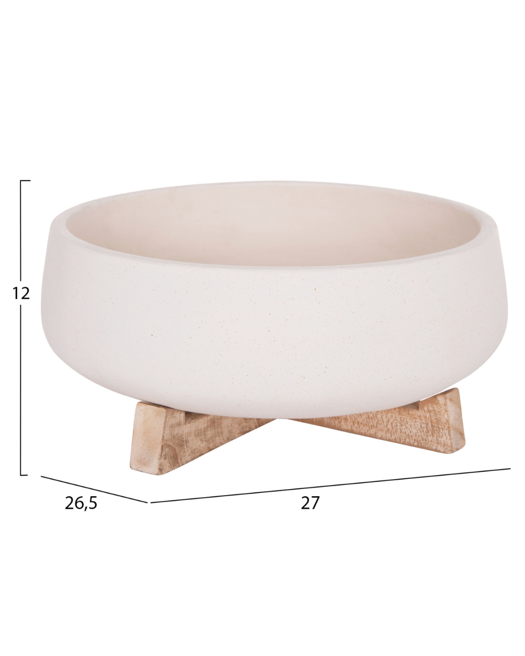 Japandi Γλάστρα / Κασπώ Με Ξύλινη Βάση 27x26,5x12Υ εκ. Λευκό/Φυσικό - Image 6