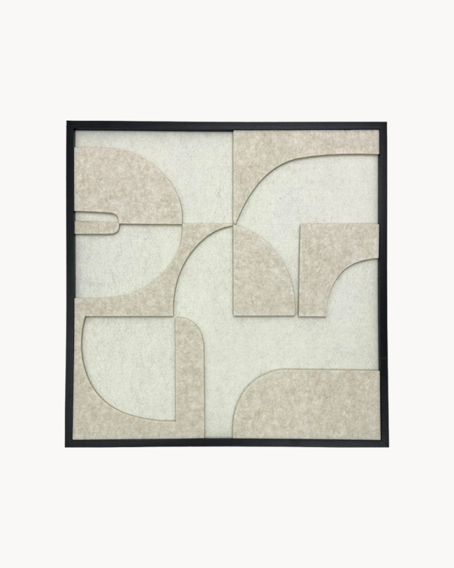 Abstract Πίνακας Τοίχου από Τσόχα 62x62 εκ. Μπεζ/Λευκό