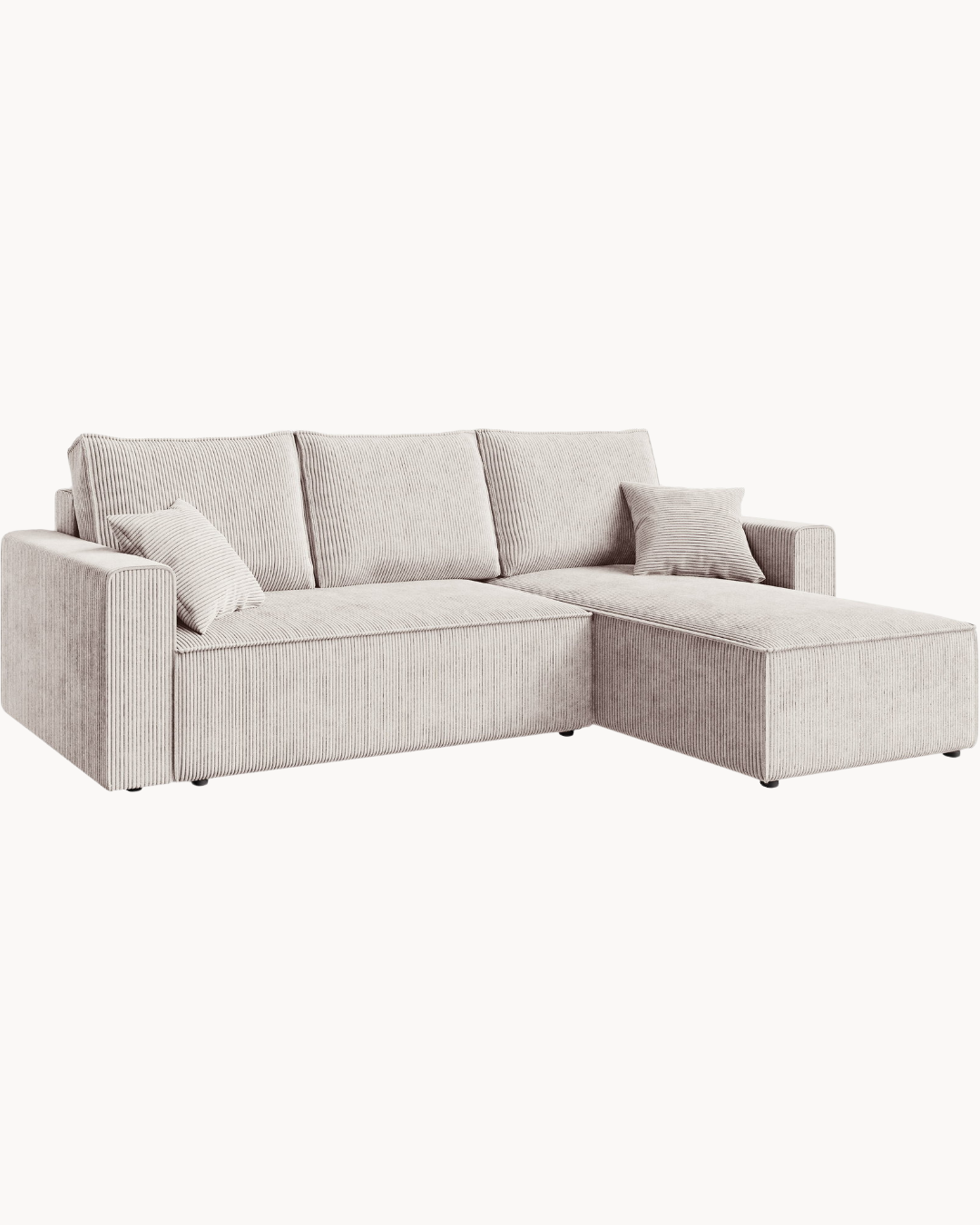 Modern Cozy Γωνιακός Καναπές με Κρεβάτι & Αποθηκευτικό Χώρο 232cm Κρεμ - Image 5
