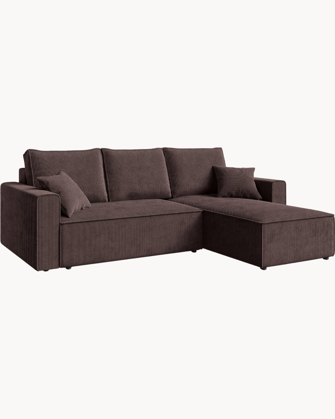 Modern Cozy Γωνιακός Καναπές με Κρεβάτι & Αποθηκευτικό Χώρο 232cm Καφέ - Image 6