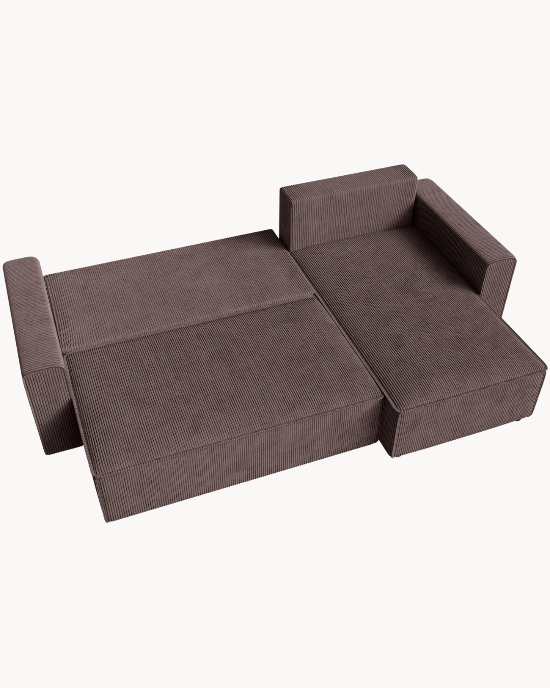 Modern Cozy Γωνιακός Καναπές με Κρεβάτι & Αποθηκευτικό Χώρο 232cm Καφέ - Image 7