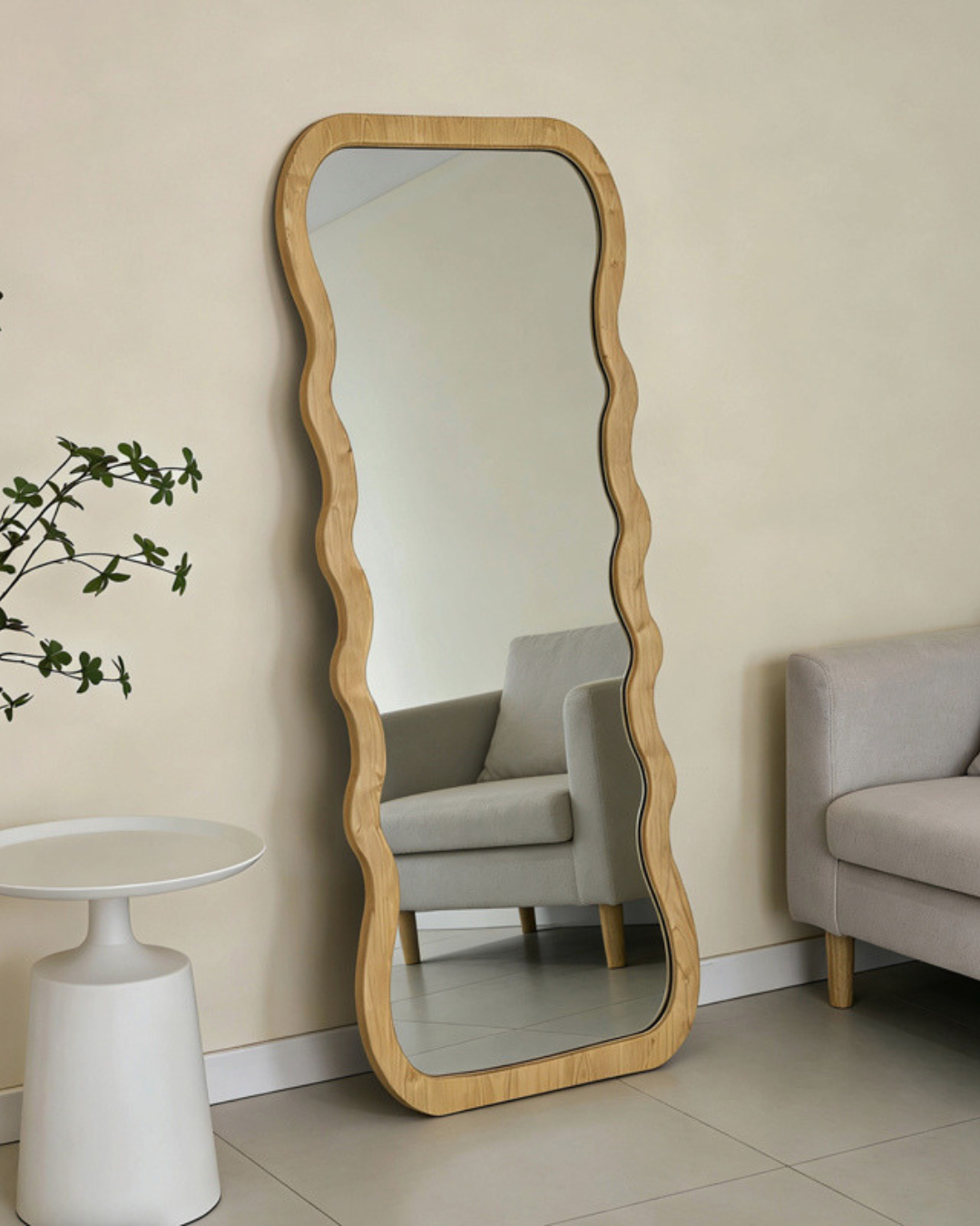 Japandi Καθρέφτης Δαπέδου από MDF 60x1.5x155 εκ Φυσικό - Image 2