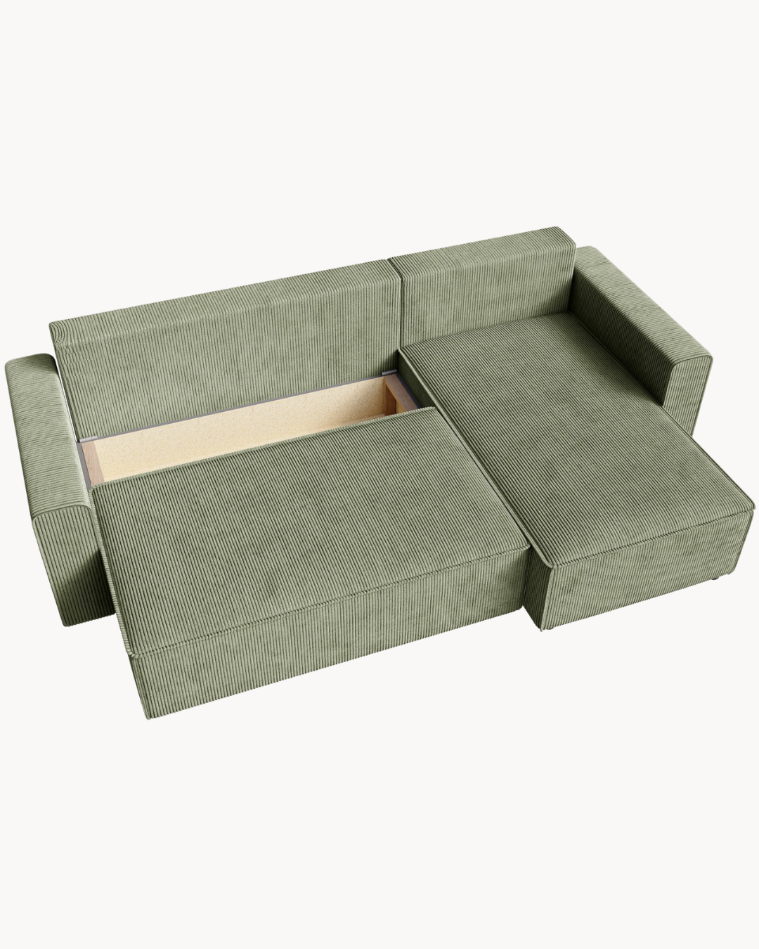 Modern Cozy Γωνιακός Καναπές με Κρεβάτι & Αποθηκευτικό Χώρο 232cm Λαδί - Image 3