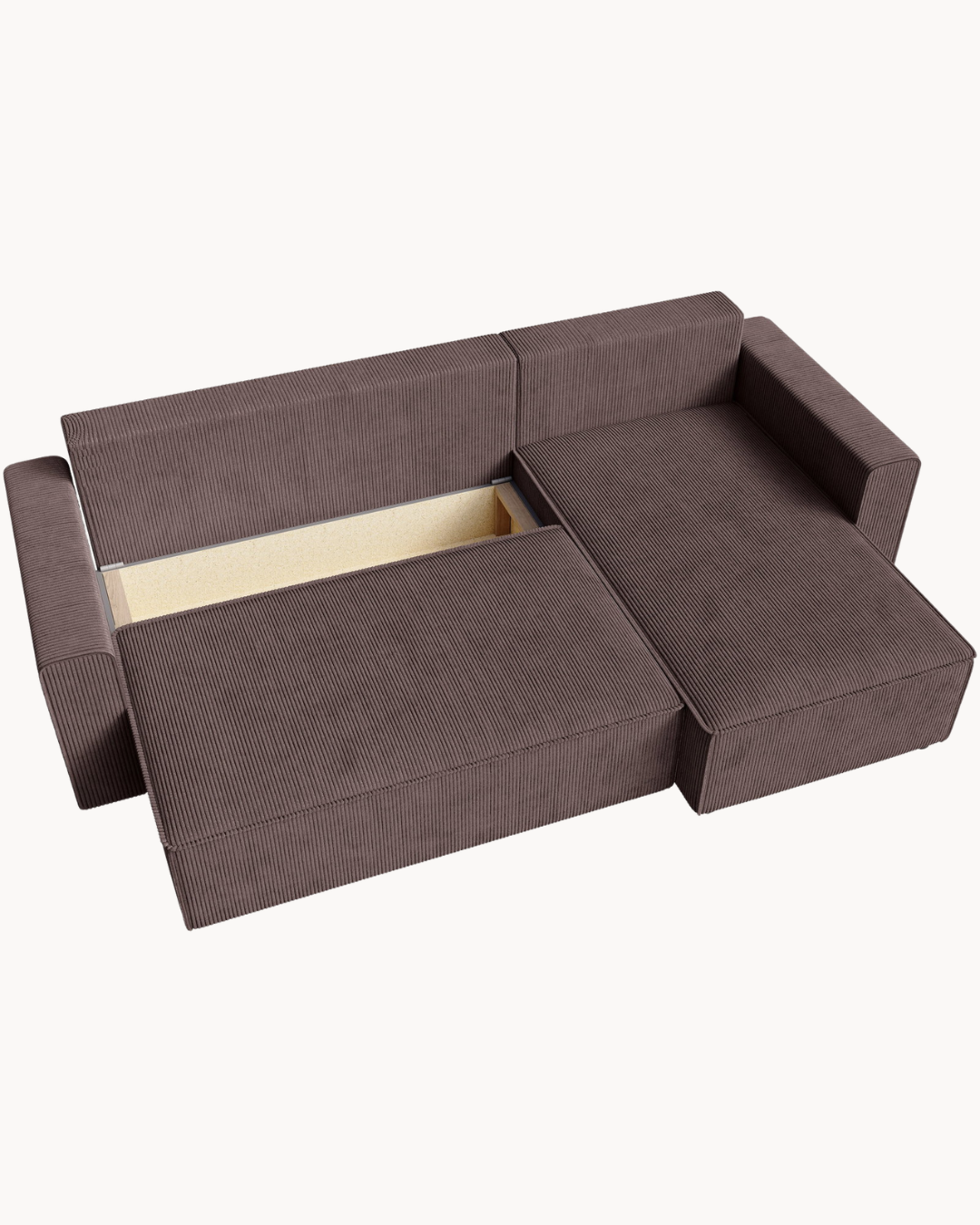 Modern Cozy Γωνιακός Καναπές με Κρεβάτι & Αποθηκευτικό Χώρο 232cm Καφέ - Image 8
