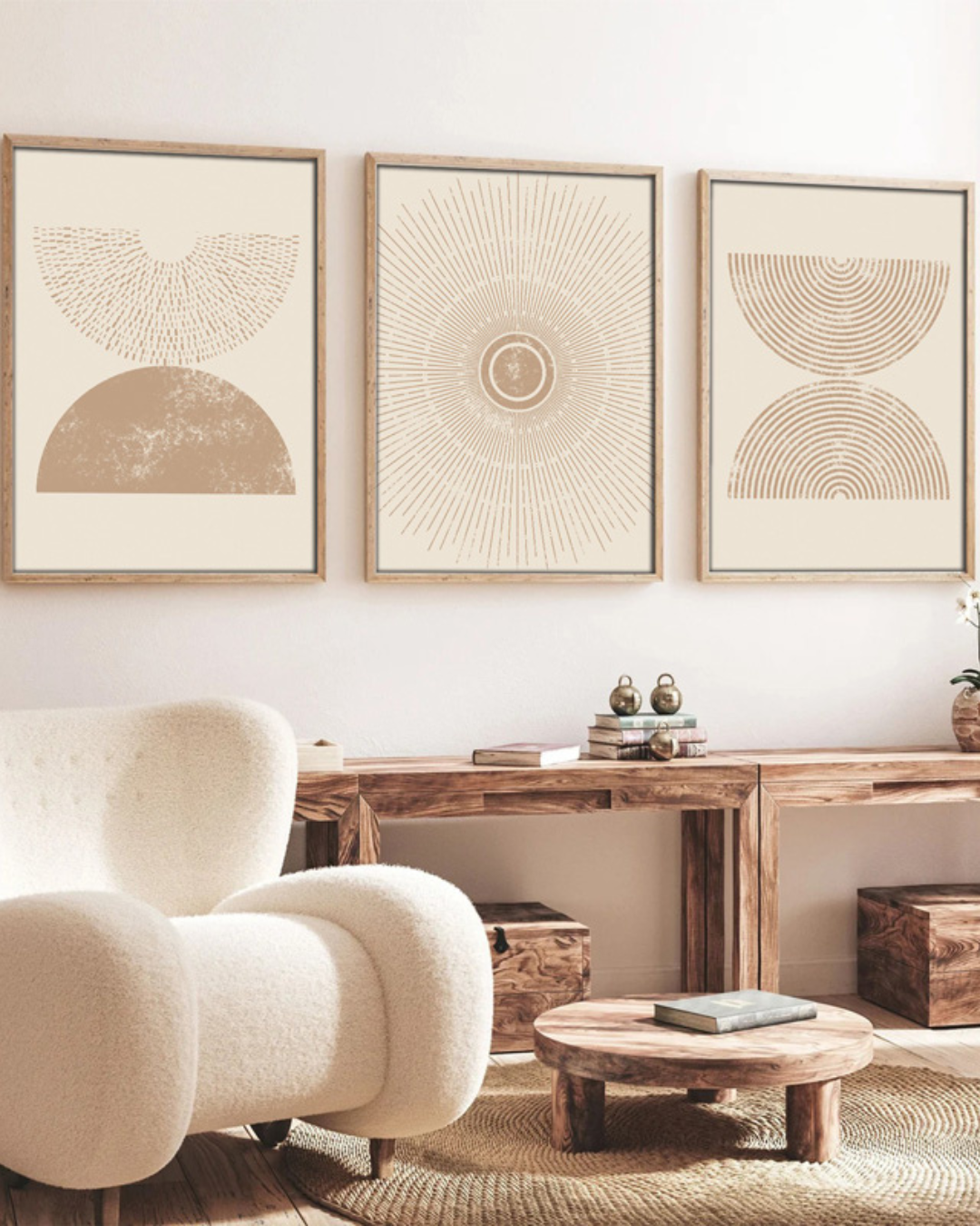 Abstract Σετ 3 τμχ Πινάκων Τοίχου από Ξύλο Πεύκου 50x2x70εκ - Image 2