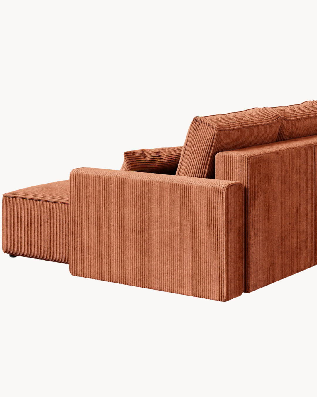 Modern Cozy Γωνιακός Καναπές με Κρεβάτι & Αποθηκευτικό Χώρο 232cm Τερακότα - Image 6