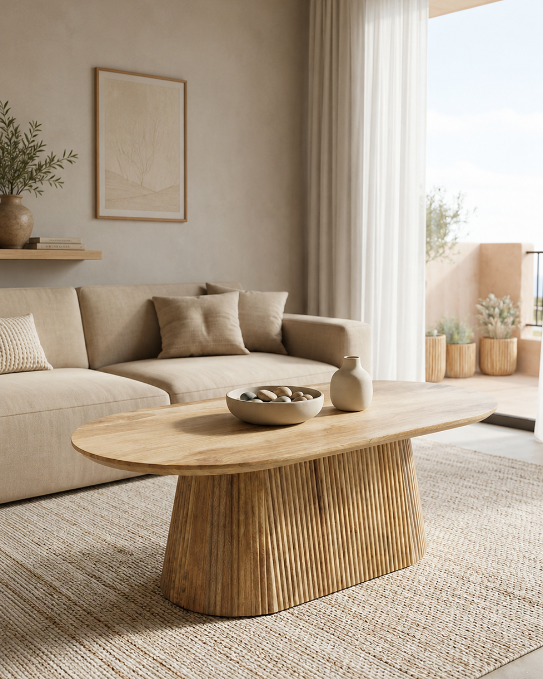 Organic Τραπέζι Σαλονιού από Μασίφ Ξύλο Μάνγκο 120x60x42 εκ. Φυσικό - Image 2