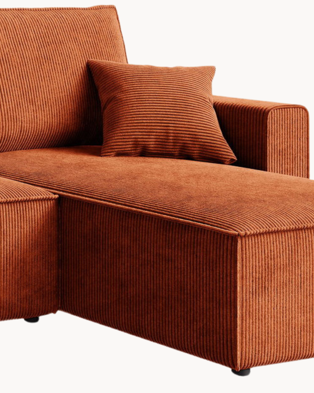 Modern Cozy Γωνιακός Καναπές με Κρεβάτι & Αποθηκευτικό Χώρο 232cm Τερακότα - Image 8