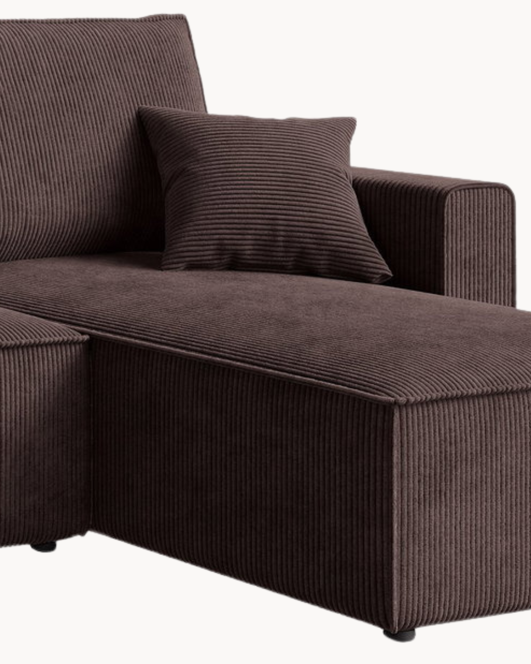 Modern Cozy Γωνιακός Καναπές με Κρεβάτι & Αποθηκευτικό Χώρο 232cm Καφέ - Image 4