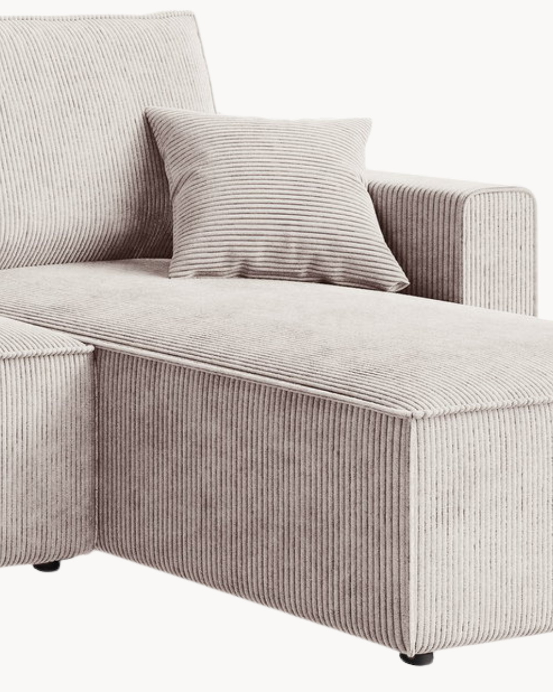 Modern Cozy Γωνιακός Καναπές με Κρεβάτι & Αποθηκευτικό Χώρο 232cm Κρεμ - Image 8
