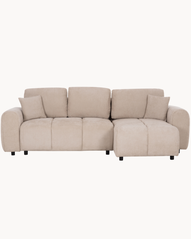 Modern Cozy Γωνιακός Καναπές-Κρεβάτι Chenille 253cm – Μπεζ