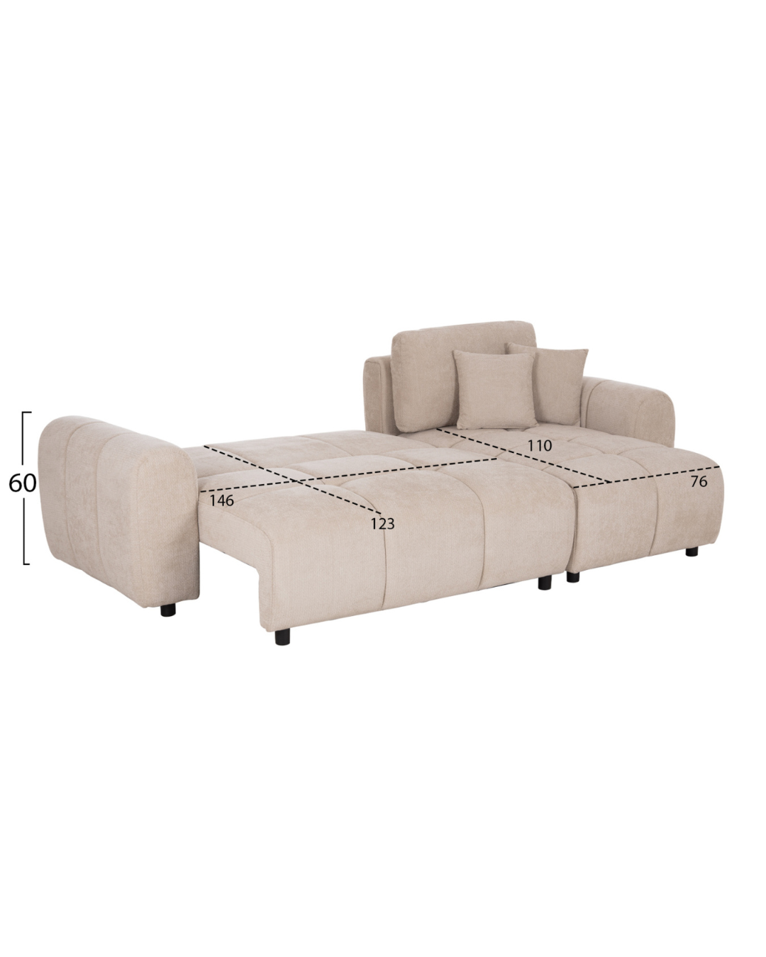 Modern Cozy Γωνιακός Καναπές-Κρεβάτι Chenille 253cm – Μπεζ - Image 12