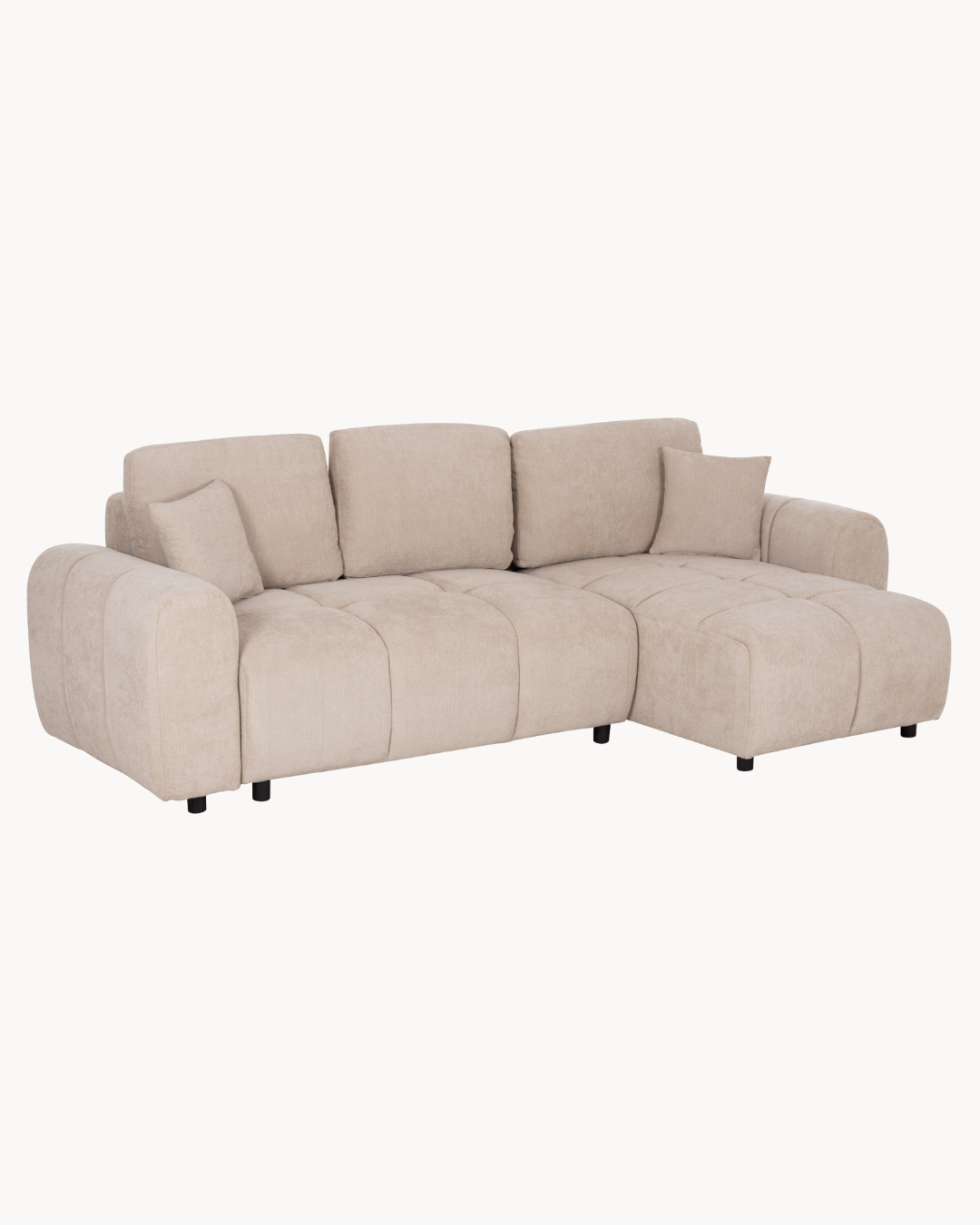 Modern Cozy Γωνιακός Καναπές-Κρεβάτι Chenille 253cm – Μπεζ - Image 3