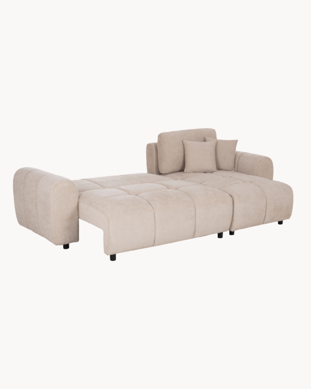 Modern Cozy Γωνιακός Καναπές-Κρεβάτι Chenille 253cm – Μπεζ - Image 4