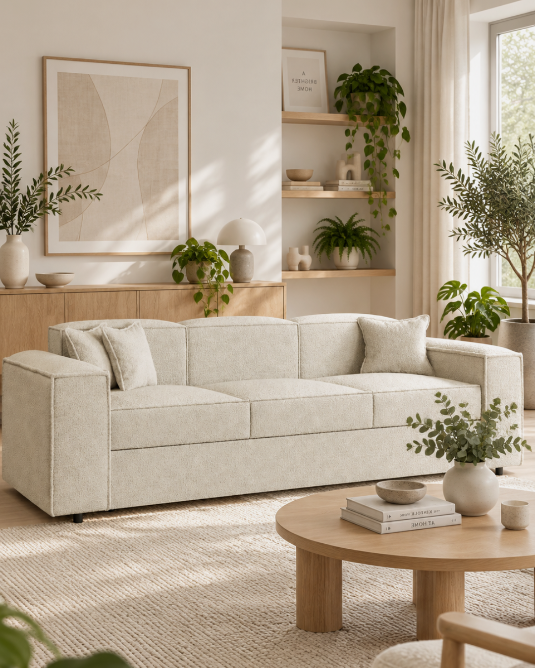 Modern Chic Τριθέσιος Καναπές-Κρεβάτι 252cm Μπεζ - Image 2