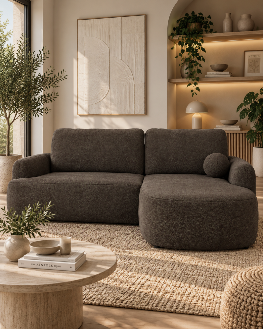 Modern Γωνιακός Καναπές-Κρεβάτι 250 εκ. με Αποθηκευτικό Χώρο Espresso - Image 2