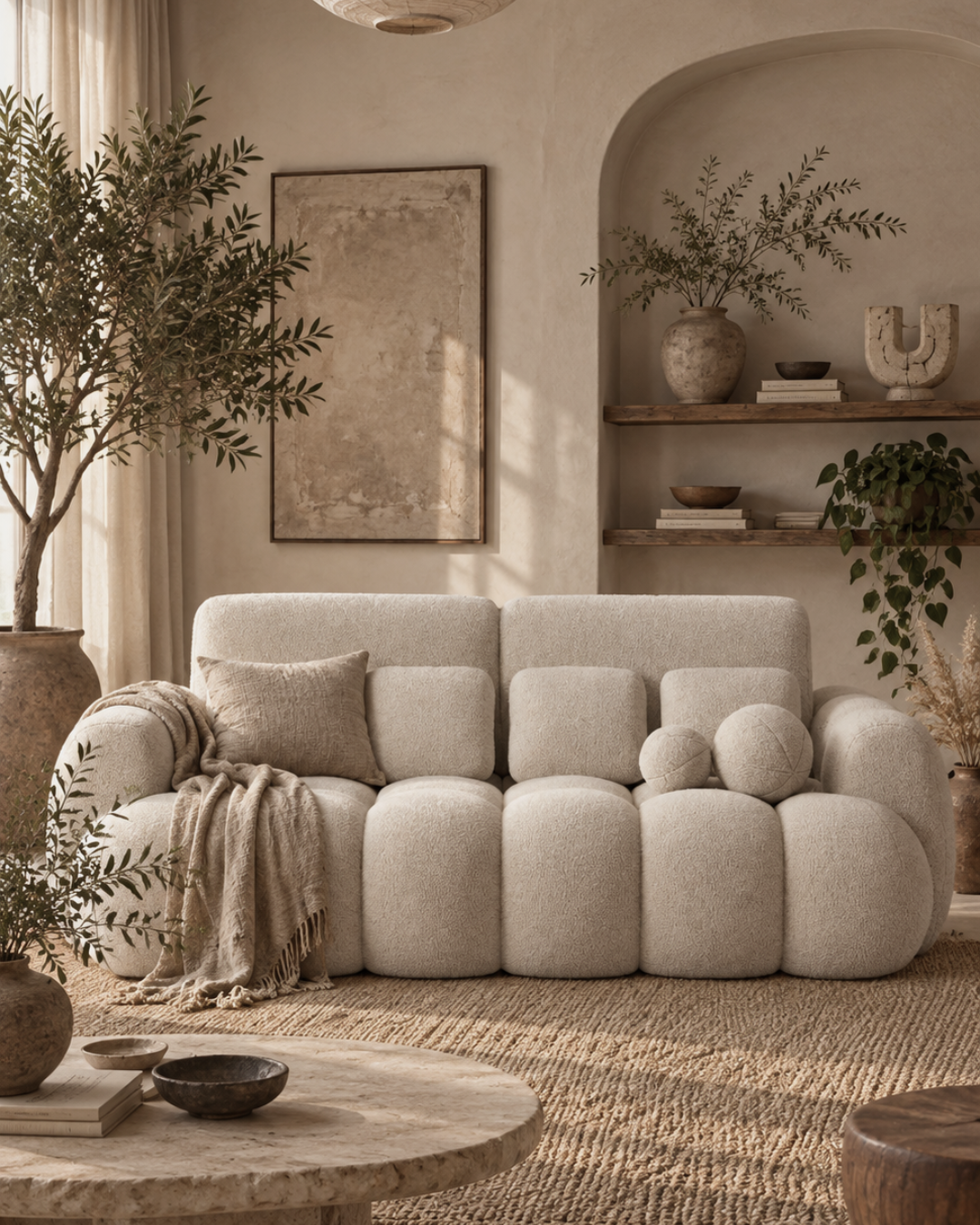 Modern Τριθέσιος Καναπές-Κρεβάτι Υφασμάτινος 256x119x105εκ Μπεζ - Image 2