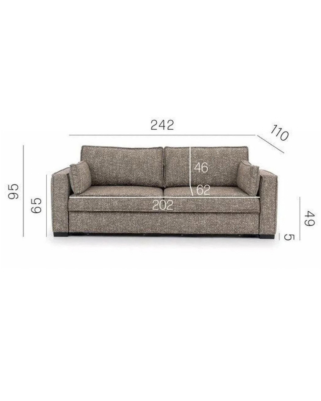 Καναπές-Κρεβάτι με Ξύλινο Σκελετό 242x110x95εκ με Αποθηκευτικό Χώρο Camel - Image 6