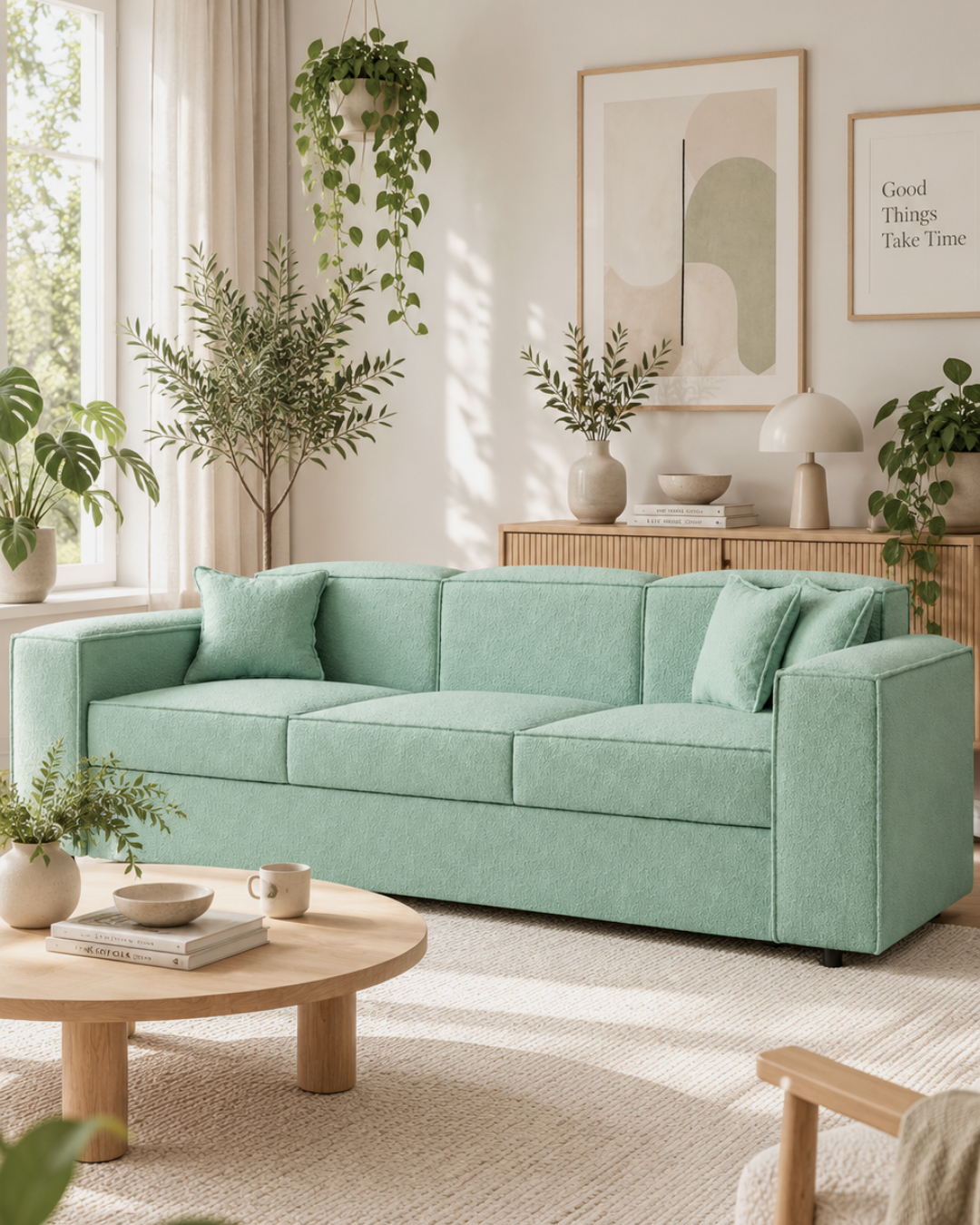 Modern Chic Τριθέσιος Καναπές-Κρεβάτι 252cm Μέντα - Image 2