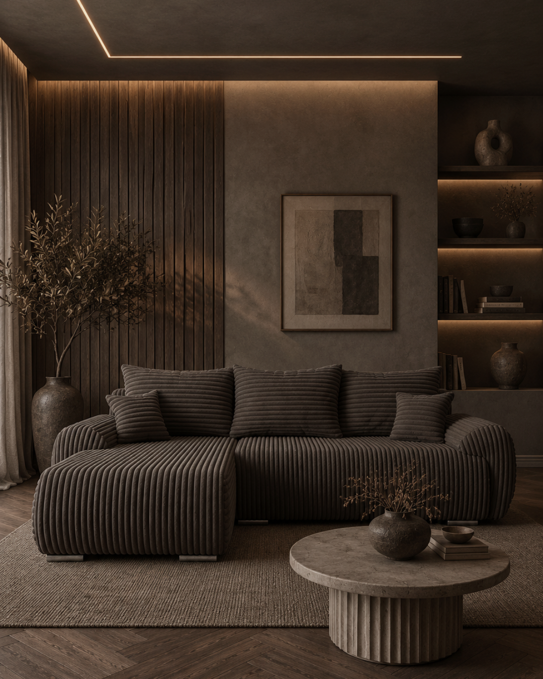 Elegant Γωνιακός Καναπές-Κρεβάτι L με Ξύλινο Σκελετό 282 εκ Καφέ - Image 2