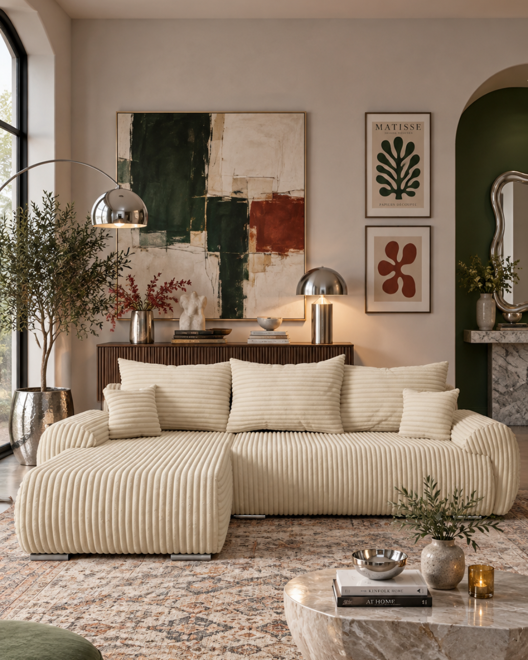 Elegant Γωνιακός Καναπές-Κρεβάτι L με Ξύλινο Σκελετό 282 εκ Μπεζ - Image 2
