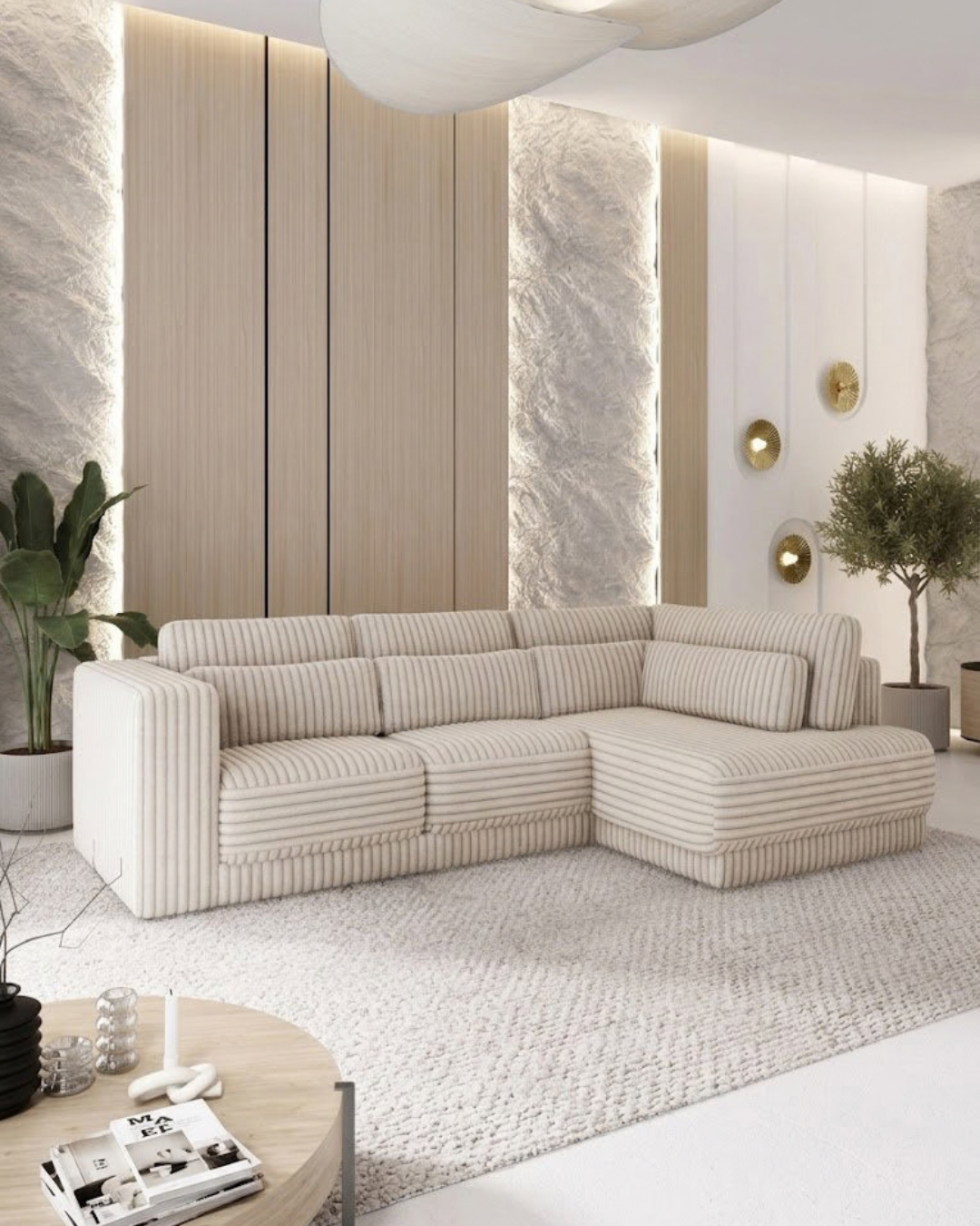 Cozy Γωνιακός Καναπές Υφασμάτινος 297εκ με Αναπαυτικό Κάθισμα Μπεζ - Image 5