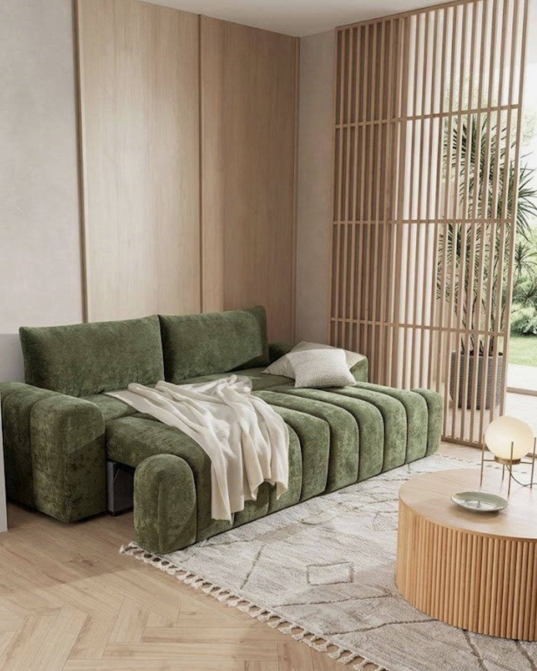 Modular Καναπές-Κρεβάτι με Μετατροπή σε Γωνιακό 260cm Λαδί - Image 5