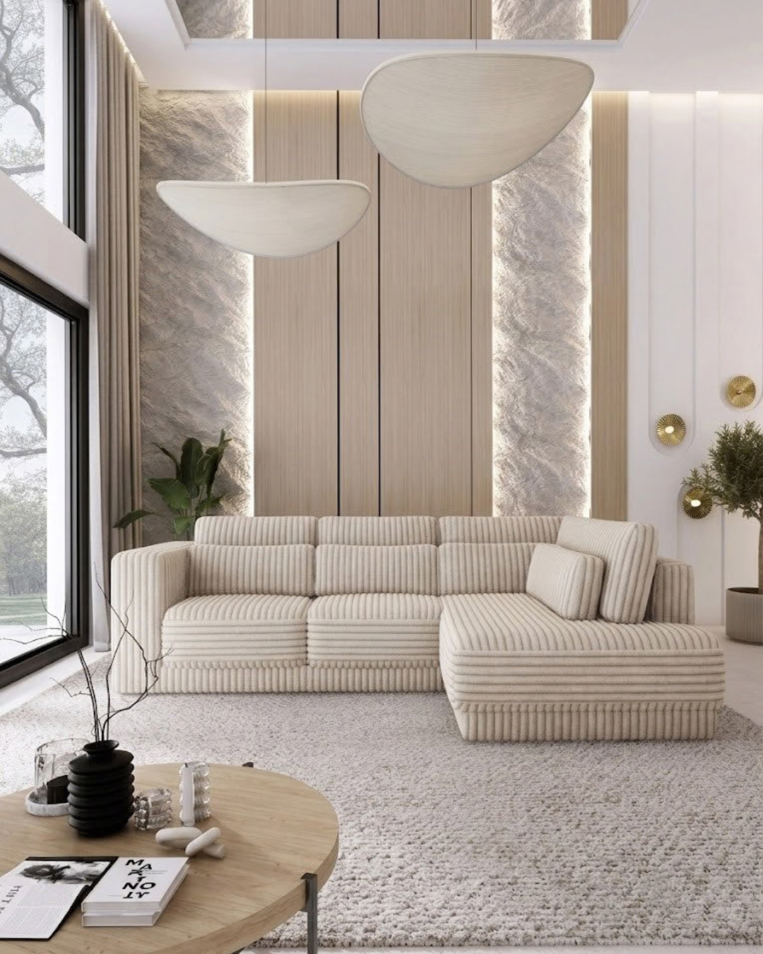 Cozy Γωνιακός Καναπές Υφασμάτινος 297εκ με Αναπαυτικό Κάθισμα Μπεζ - Image 2