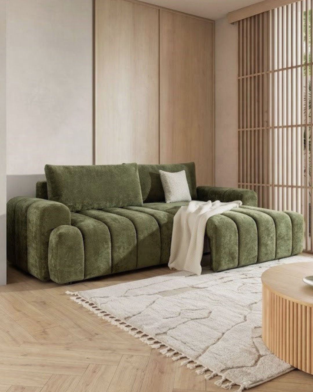 Modular Καναπές-Κρεβάτι με Μετατροπή σε Γωνιακό 260cm Λαδί - Image 2