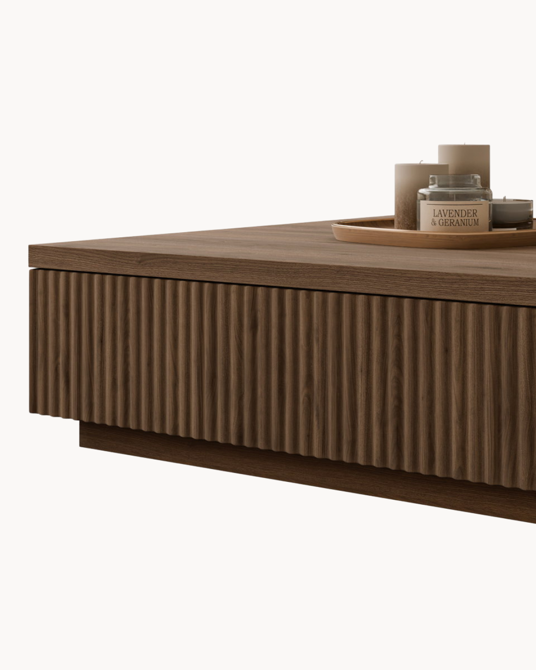 Minimal Τραπεζάκι Σαλονιού με Αποθηκευτικό Χώρο 80x81x26 εκ. Καρυδί - Image 3