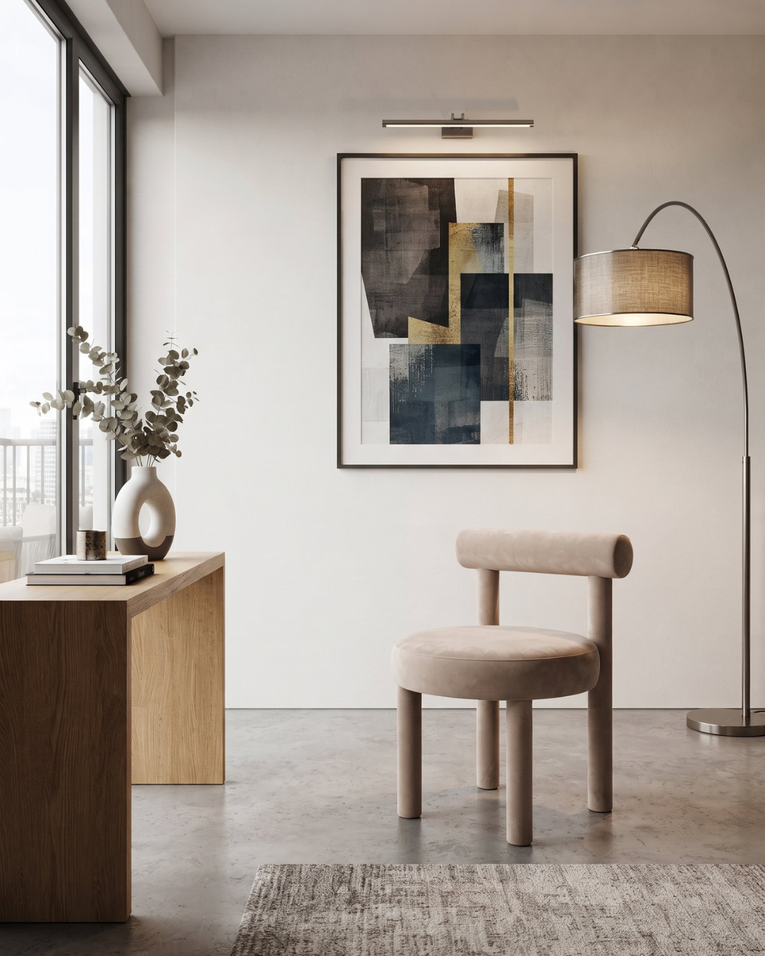 Sculptural Καρέκλα με Ύφασμα & Μεταλλικό Σκελετό 53 Μπεζ - Image 2